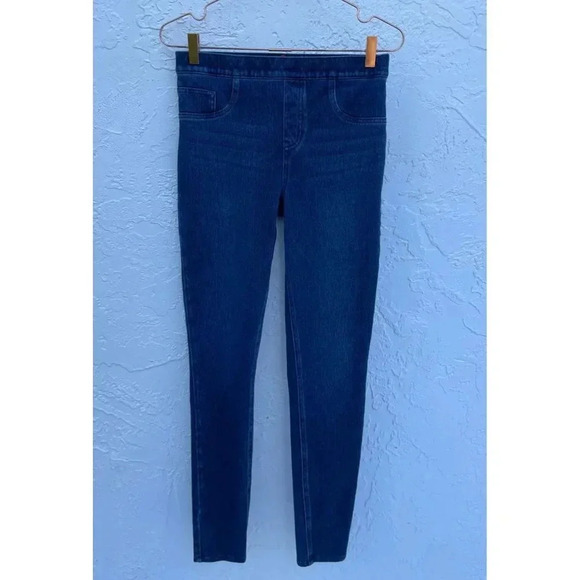 SPANX Womens Pull On High Rise Elastic Waist Skinny Leggings Jeans Blue Sz M - Picture 13 of 13